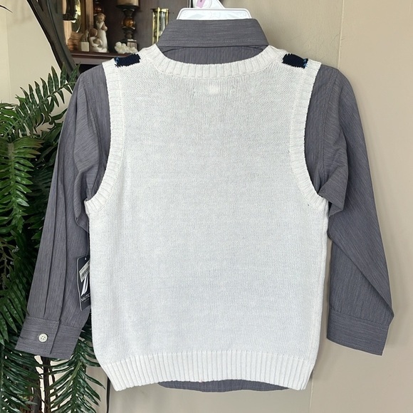 Brand New Nautica 2-Piece Argyle Sweater Vest & Gray Collared Button Down Shirt - Picture 9 of 13